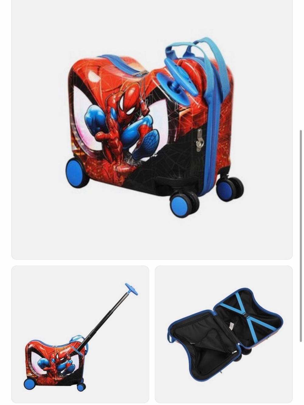 Ride on Spider-Man Red & Blue Kids Ride-On Suitcase with Wheels and Handle
